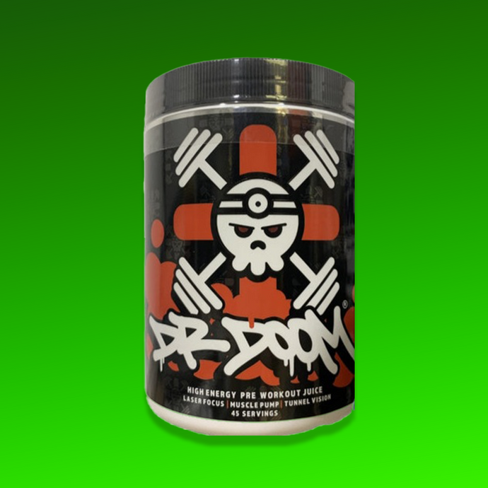 DR DOOM pre workout by Martian Muscle supps. This pre workout is very hard contains DMAE and a lot of other high stimulants. Each tub has 45 servings of mental goodness