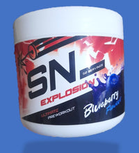 Load image into Gallery viewer, SN NUTRITION SANDBACH new pre workout called Explosion 50 servings comes in Blueberry flavour and iis very high stim. You are getting 50 servings in this tub.
